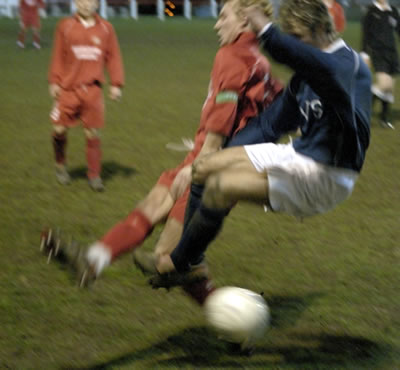 The referee spotted this foul on Marcel Lundy, but missed a stonewall penalty for RCA!